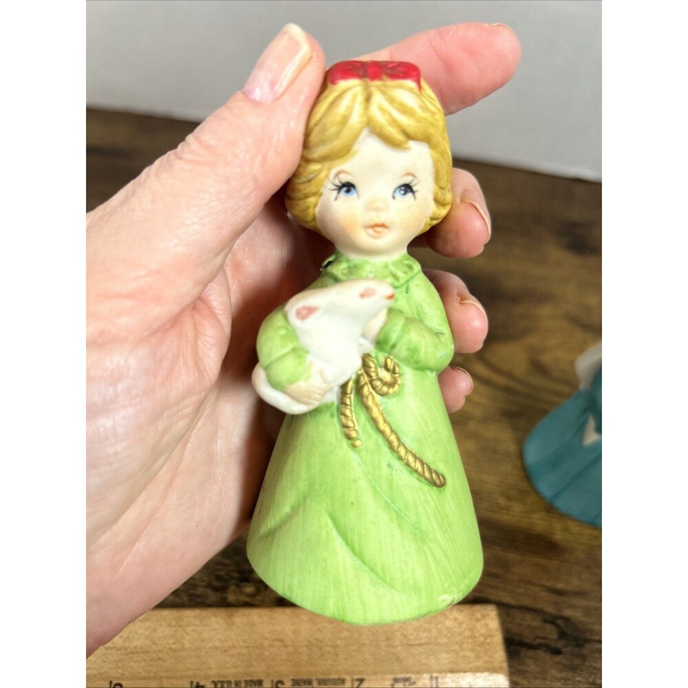 Vintage Christmas Ceramic Bell Lot Jasco Nativity Caroler Figurines Set of 5 - Picture 14 of 15